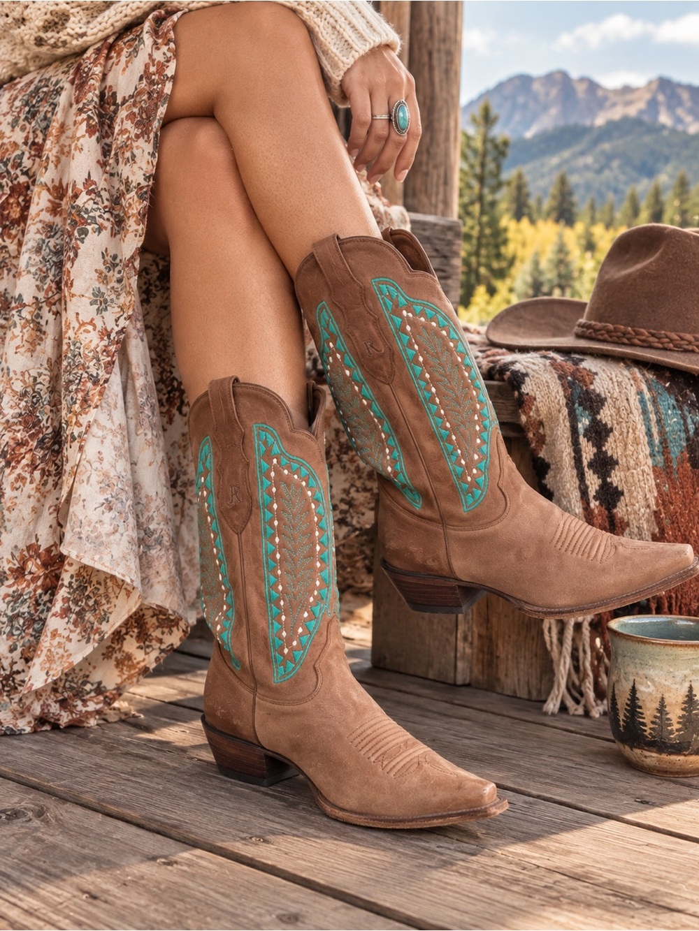 Vintage Justin Western Roper Boots 9.5B
Tan Leather SW Embroidery Made in USA